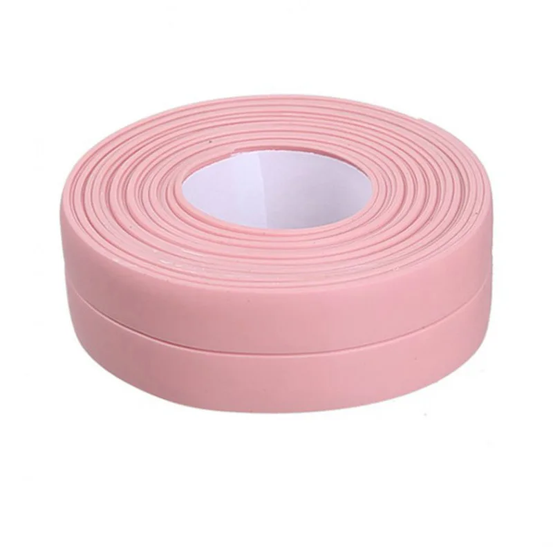 Nastro sigillante autoadesivo in PVC 1PC per cucina bagno doccia vasca da bagno strisce sigillanti per lavello ad angolo nastri adesivi murali impermeabili: Colore rosa / 4mm
