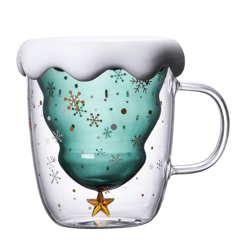Jul krus glass juletre stjerne kopp høy temperatur dobbelt vann kopp fest jul sammenleggbart reisekrus: 1