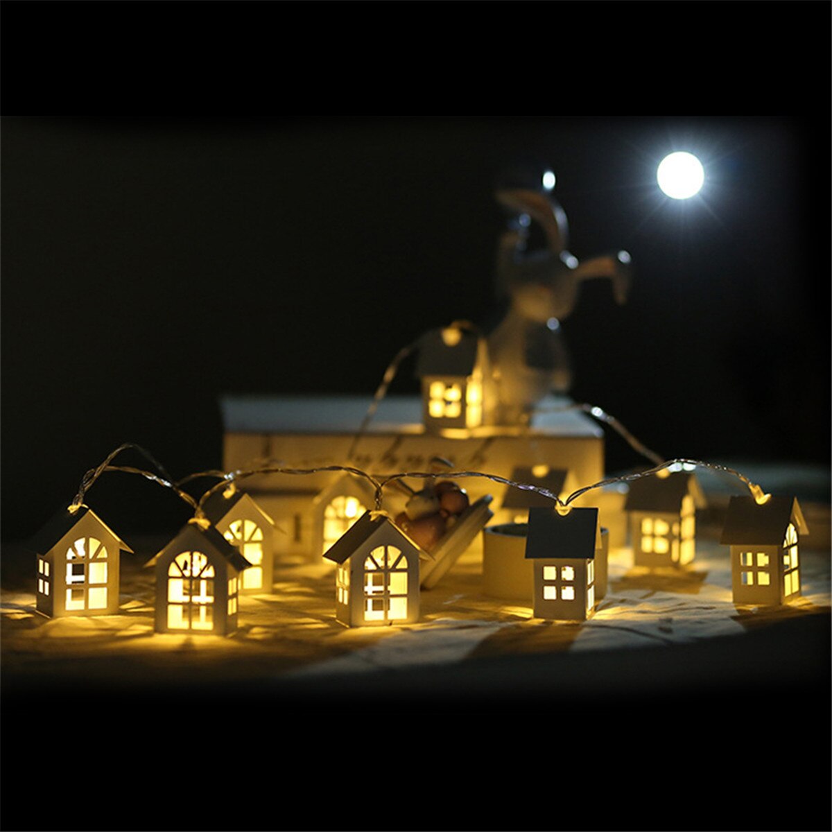 2m 10LEDs Christmas Village House String Light Christmas Tree Decorations Light Simple House Decor Strings For Year