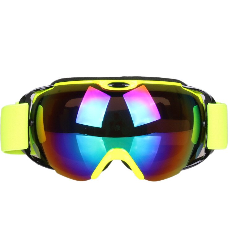 Ski Goggles Double Layer Anti-fog Large Spherical Snowfield Ski Eye-protection Goggles Mountain Climbing Bicycle Glass 201-: Fluorescein