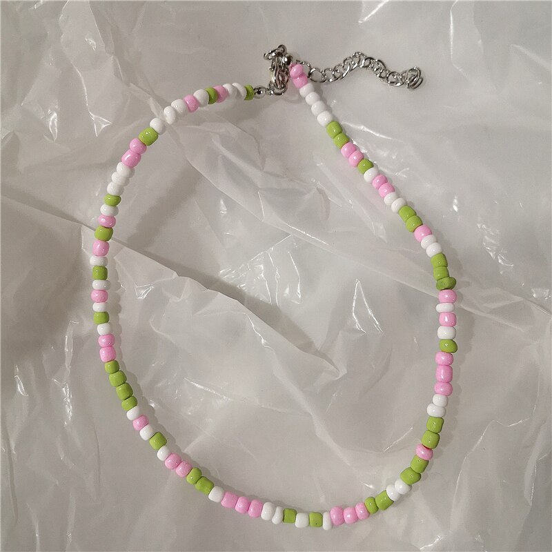 2022 new goth candy color pink pearl peach heart beaded necklace for female harajuku cute egirl party  y2k jewelry accessories: 7