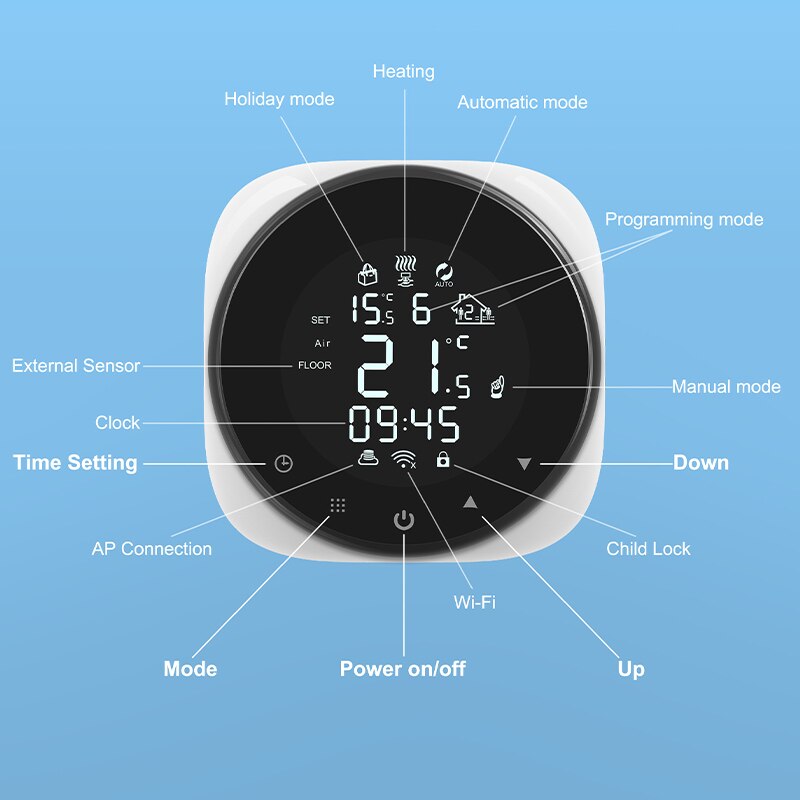 Thermostat WiFi intelligent Tuya/Smart Life, contrôleur de température pour l&#39;eau, chauffage électrique au sol, chaudière à eau et à gaz, Alexa Google Home