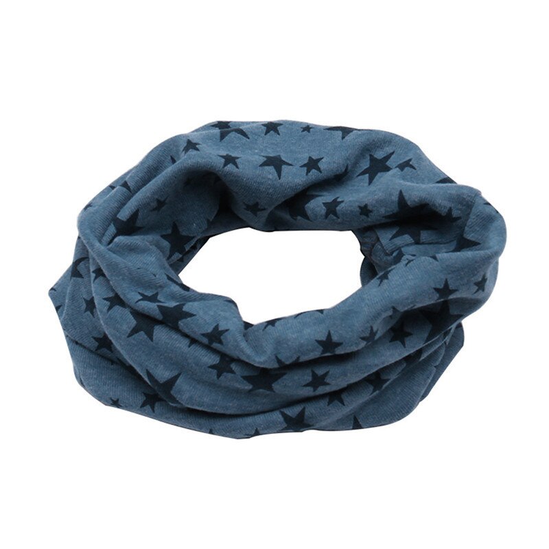 Kids Star Print Scarf Children Warm Cotton Scarf Boy Girl Scarf Shawl Winter Neckerchief Children Solid Soft Scarf Collar Neck: Navy