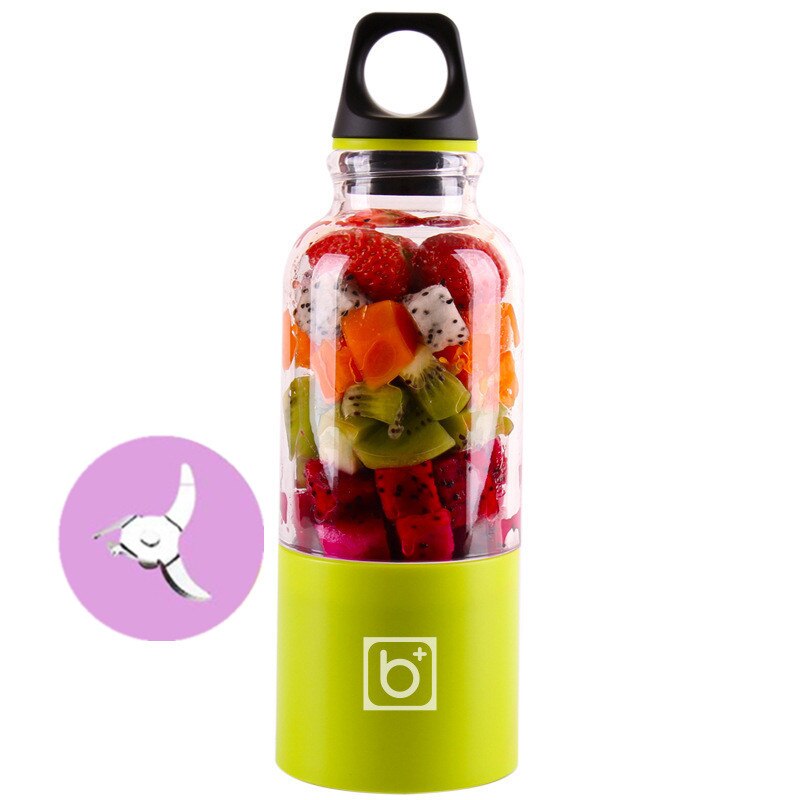 4 Blades Portable Blender Mix Pro Electric USB Rechargeable 500ml Juicer Cup Extractor Shakes Fruit Smoothie: Light green