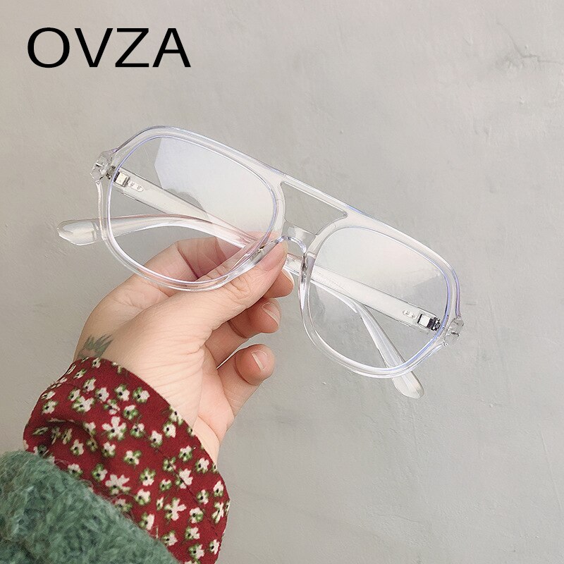 Ovza tvillingbjelker store briller med gjennomsiktige briller kvinners sorte rammer briller menn  s5000