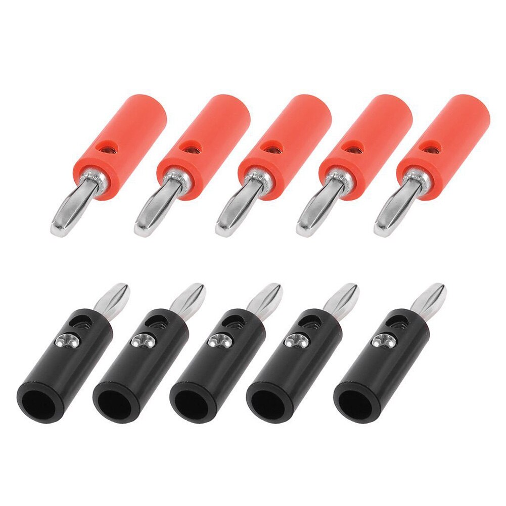 10 Stuks 4 Mm Banana Plug Connector Jack Schroef-Type Banaan Hoofd Zwart En Rood Kleur Dq-: Default Title