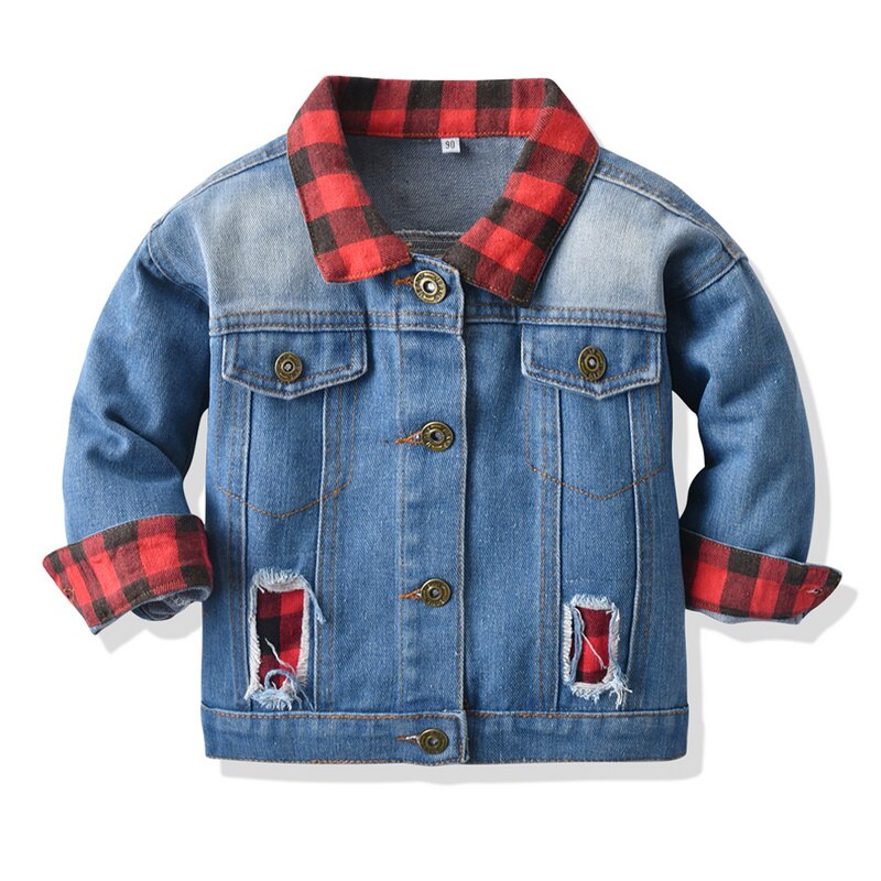 automne hiver unisexe bébé garçons fille Denim veste manteaux infantile longue traîneau revers vêtements d'extérieur enfant en bas âge coupe-vent: Red-a / 12M