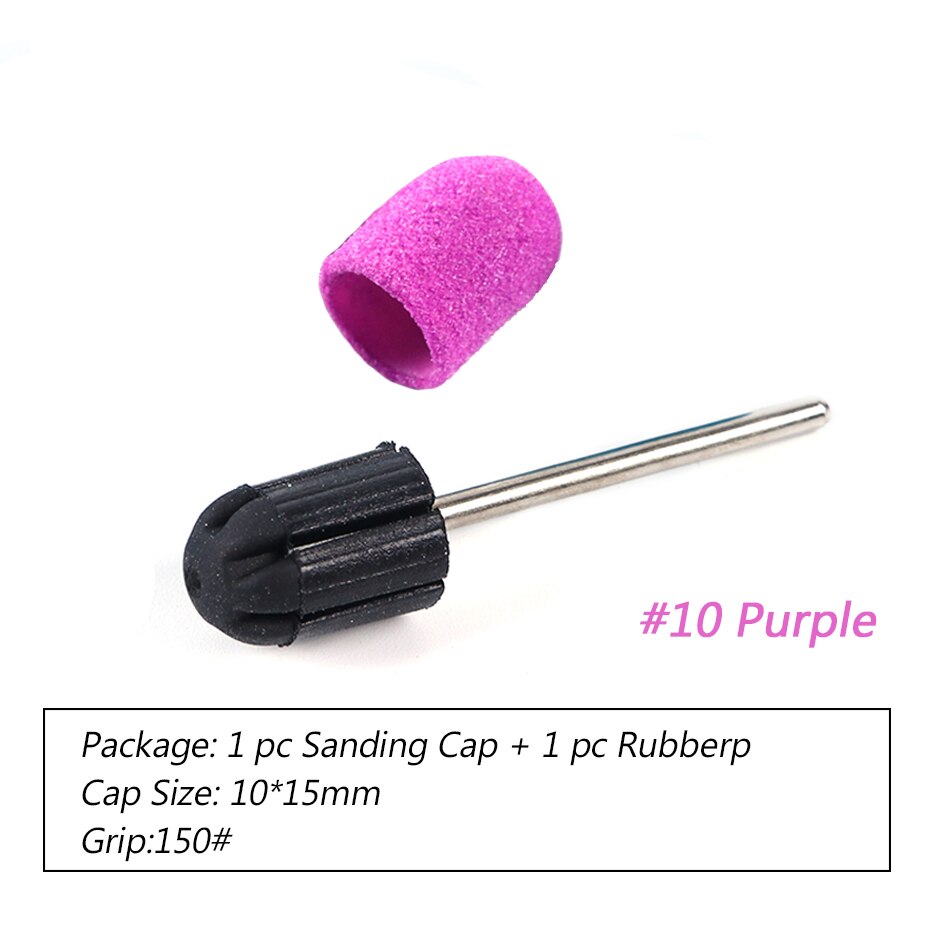 1pc taille mixte clou foret ensemble UV vernis nettoyage ongles limes 150 bandes de ponçage bloc casquettes électrique manucure Art outils BE725: No.10 Purple