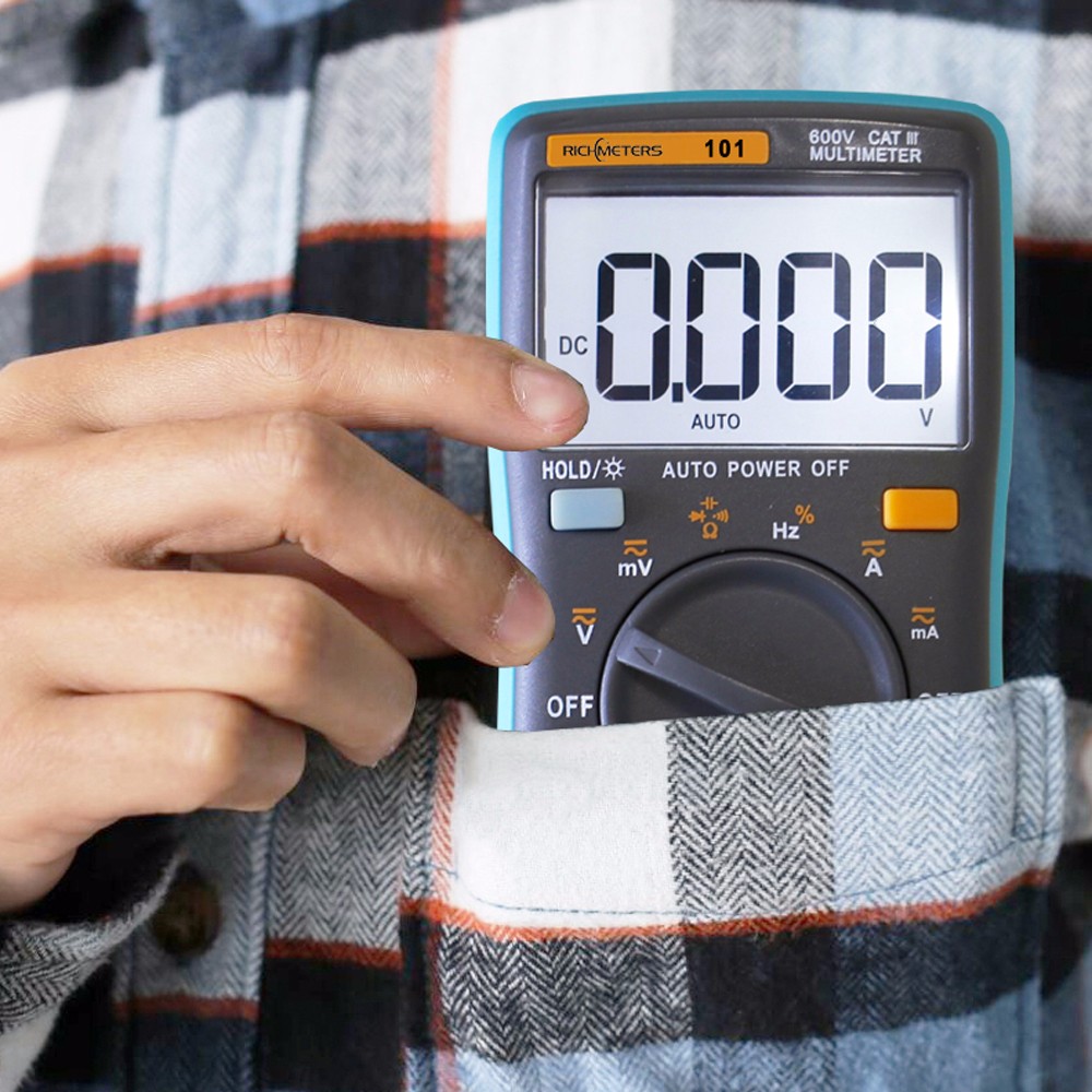 RM101 Auto Range Digital Multimeter 6000 counts Backlight Large Screen Buzzer Protection AC DC Ammeter Voltmeter Ohm Portable