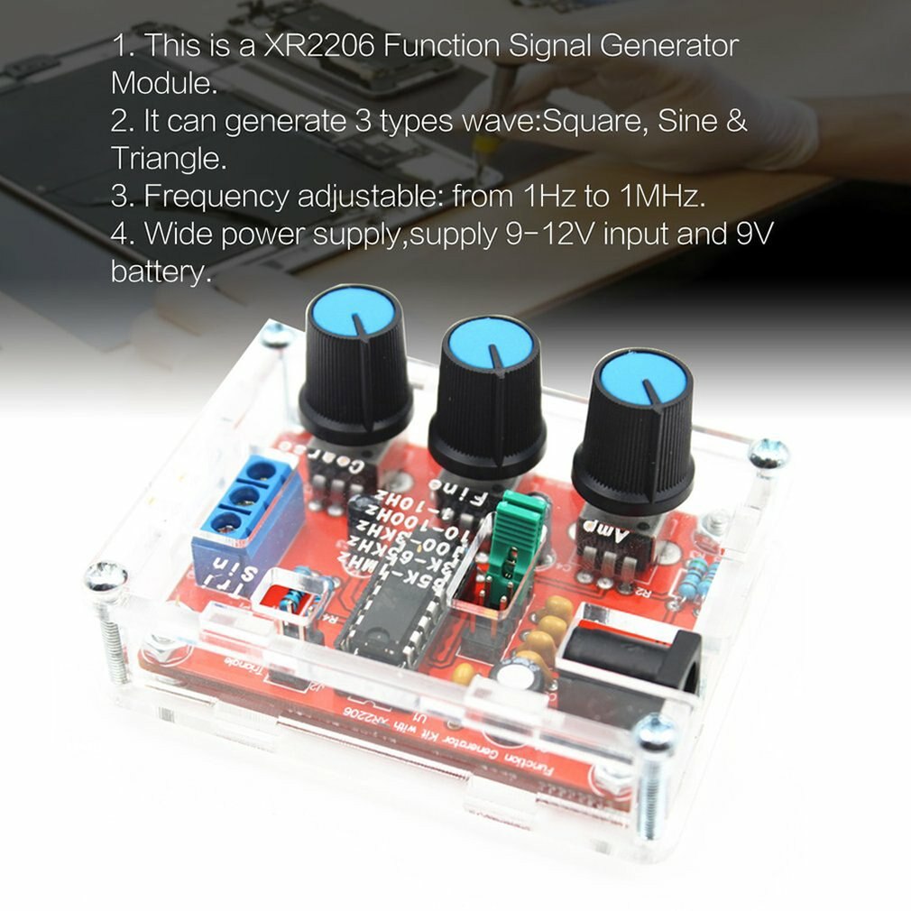 For XR2206 High-precision Signal Generator DIY Parts With Shell Function Generator Signal Conditioning 1Hz-1MHz Signal Generator