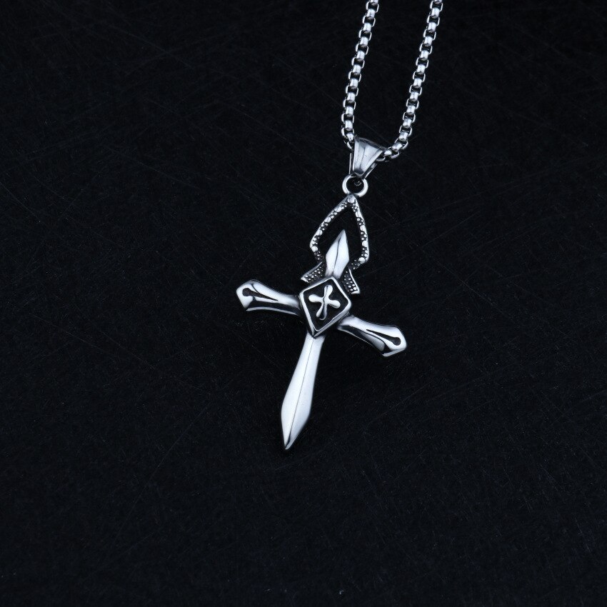 Hnsp Royal Knight Kruis Ketting Hanger Voor Mannen Rvs Ketting Mannelijke