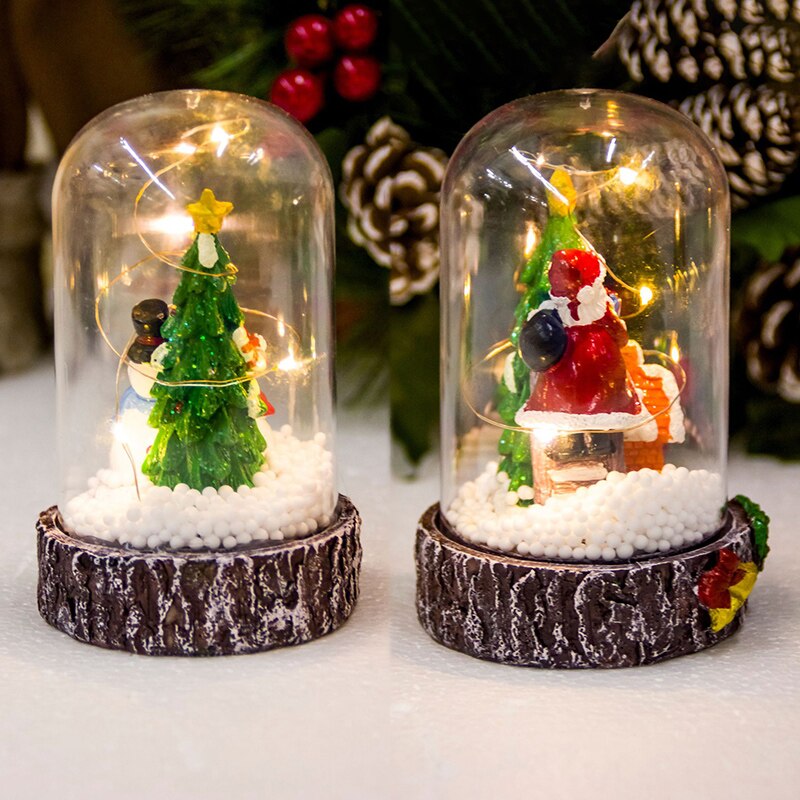 Kerst sneeuwbal nachtlampje decoratieve kinderen lichtgevende speelgoed ornamenten glazen deksel verlichting rendierboom festival ornamenten