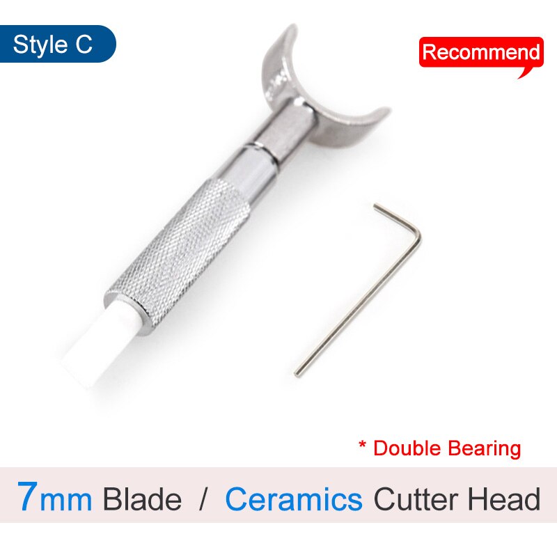Leather Handwork Tool Rotary Swivel Knife Nicking Tool Ceramic Knife Head Perfect for Manual Leather with Extra Angle & Blades: Style C 7mm Ceramic