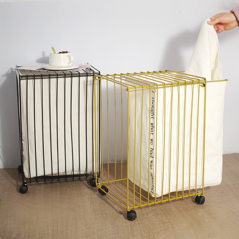 Dirty clothes storage basket hamper ins Nordic wrought iron with wheels laundry storage storage baskets dirty clothes
