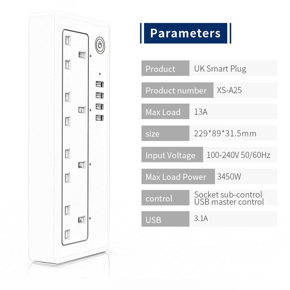 WIFI Smart sub-control Power Strip USB Charging Protection APP Remote Control Socket Timing Countdown Power OFF/ON Outlet