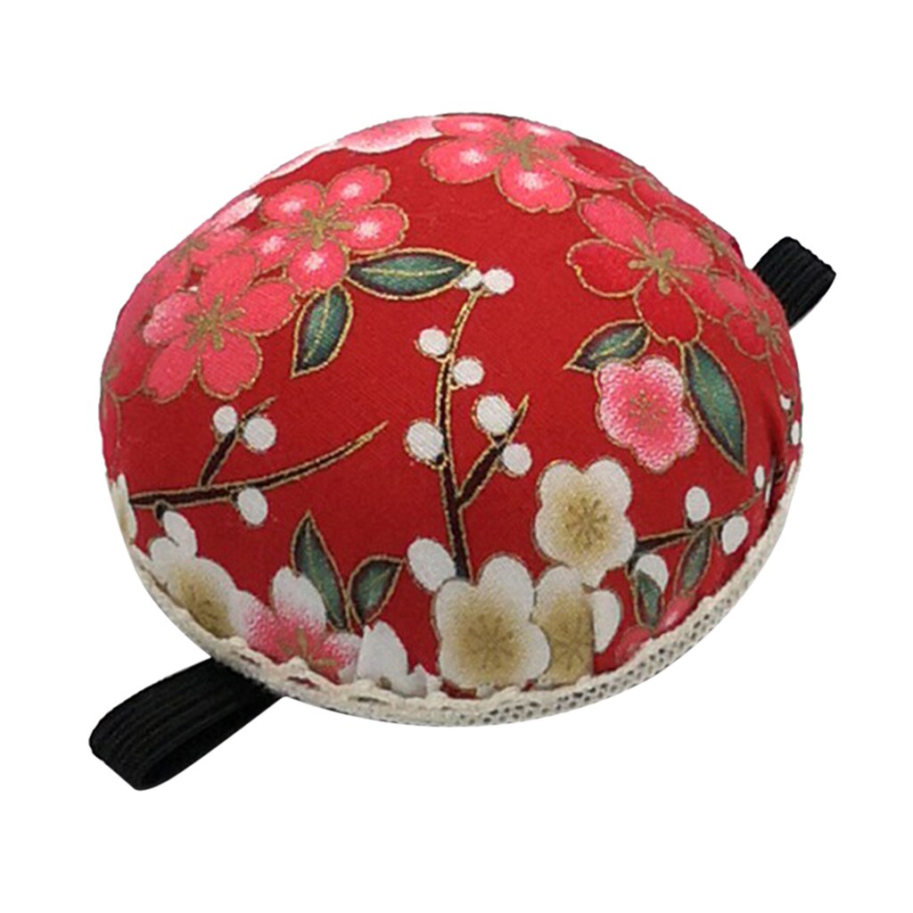 1Pcs Pin Cushion Wrist Printed Fabric Coated Pin Cushions Wearable Sewing Needle Pincushions for Needlework Embroidery: Red
