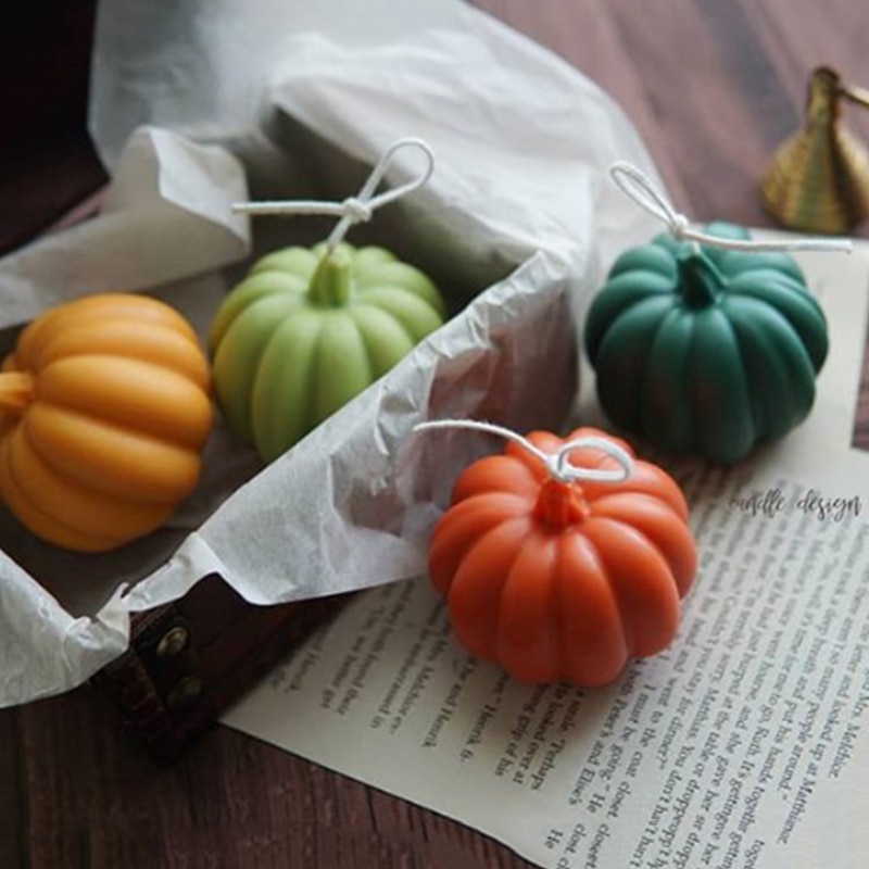 Mini Pumpkin Shape Candle Silicone Mold DIY Aroma Plaster Crafts Mould For Home Decoration Small Candle Resin Soap Molds