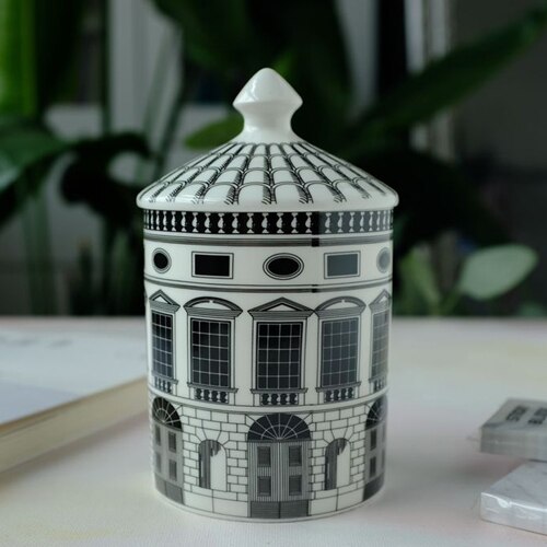 Retro Neuschwanstein Kasteel Diner Plaat Decoratieve Schotel Kasteel Kaarshouder Lijnen Home Office Decoratieve Jar: 3