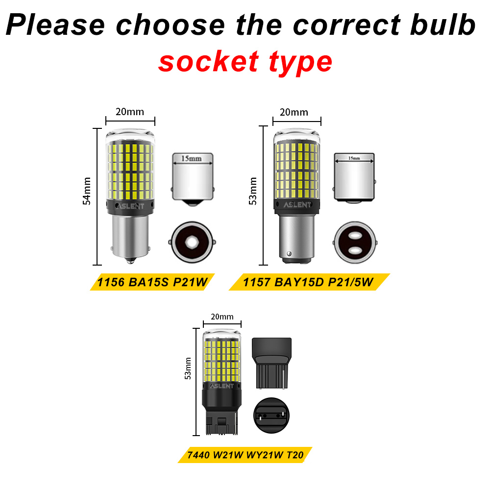 2x P21W PY21W bombilla LED para coche Ba15s 1156 Bau15s T20 WY21W W21W 7443 luz de señal LED de alta potencia Canbus sin error lámpara de marcha atrás automática