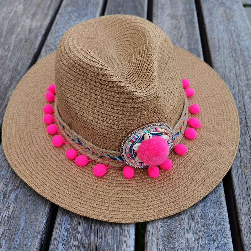 Spring style Women artificial Straw Hat Winter Autumn Wide Woman Panama Sombrero Cap for Party Go to Beach