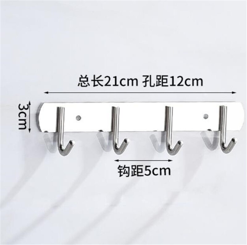 Bathroom Hooks Stainless Steel Hooks Towel Hat Hook Door Hanger Wall Mounted Clothes Coat Hook Round Robe Hook 1-7Hooks E11768: C