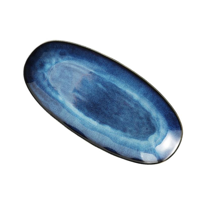 Plato de cerámica para Sushi, Plato de frutas para pescado, bandeja de comida, plato para servir alimentos, plato de aperitivos para el hogar, restaurante, Hotel: 34.7x16.8x3.5cm