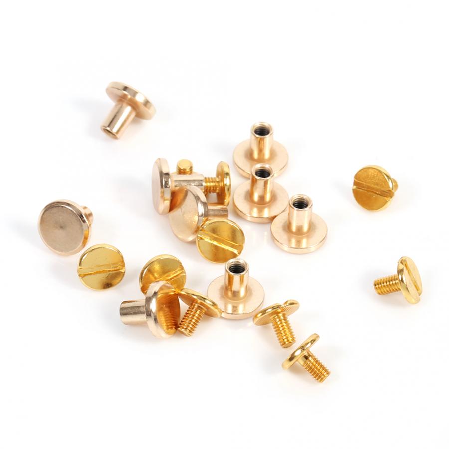 10 set 5/6.5/8mm massiva mässingsknappar skruvspik skruvback läder nitbälte mässingsspik: 8mm