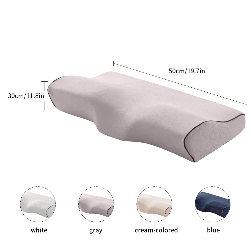 Memory Foam Bedding Pillow Butterfly Shaped Relax Neck Protection Orthopedic Slow Rebound Cervical For Health Care 50x30cm: A3 Grey 50x30cm