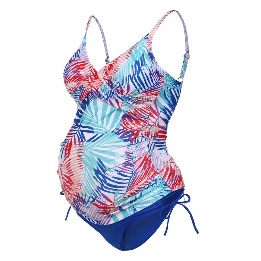 Bathing Suit Women One Piece Maternity Tube Top Print Bikini V-Neck Sleeveless Sexy Swimwear Summer Sling Swimsuit Beachwear