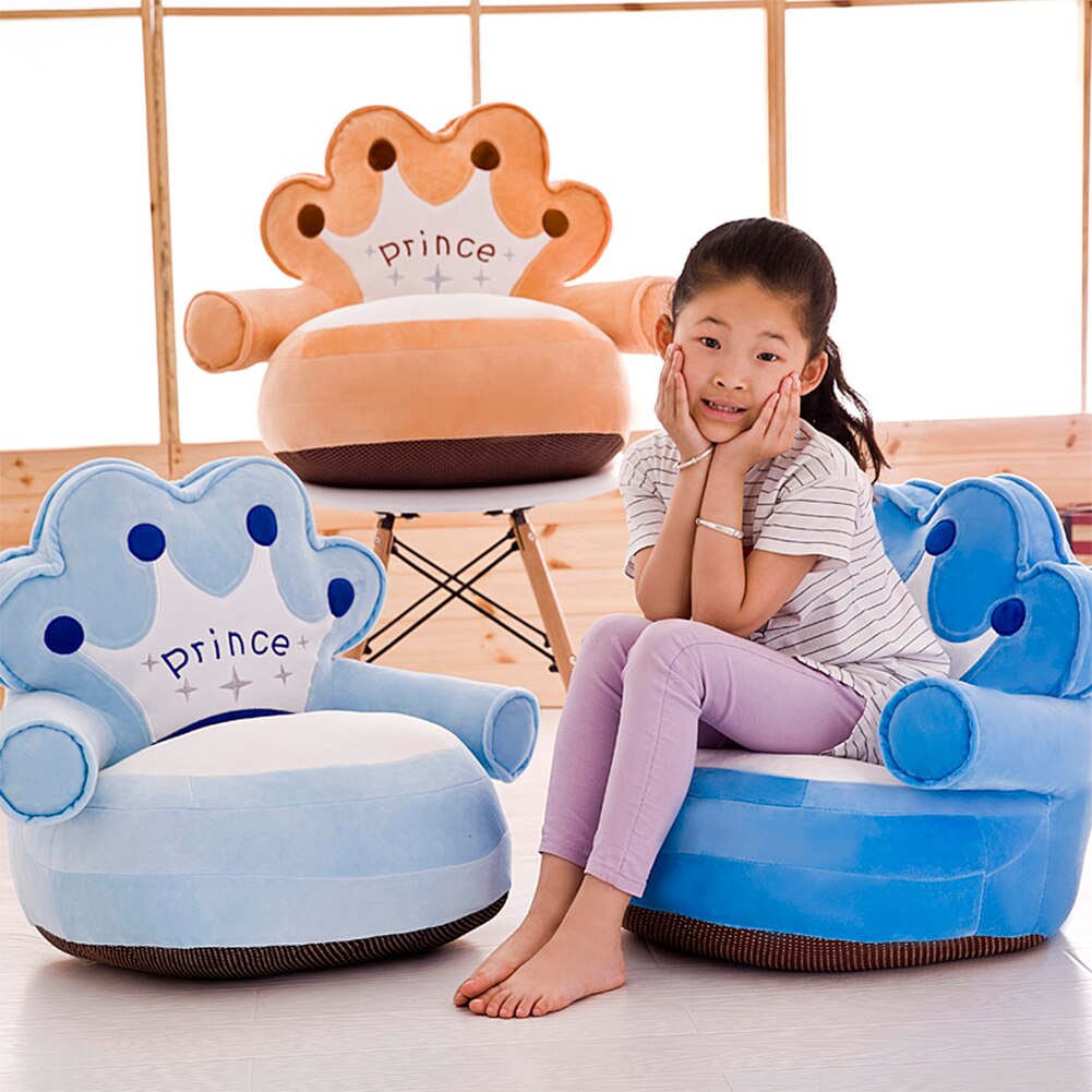 Funda de sofá Crown para bebé, funda de asiento de felpa para aprender a sentarse, sin relleno, funda de apoyo para sofá de bebé, cristal de peluche supersuave de colores