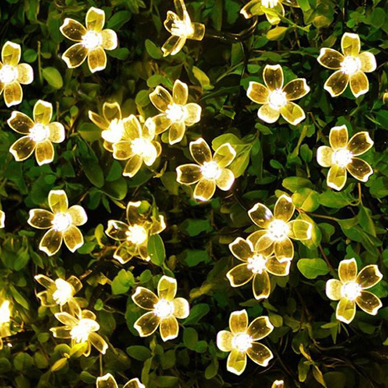 Led Solar Cherry Lichtslingers Outdoor Waterdichte Tuin Bloem Bloesem Kerstverlichting Kerstfeest Decoratie Verlichting: green
