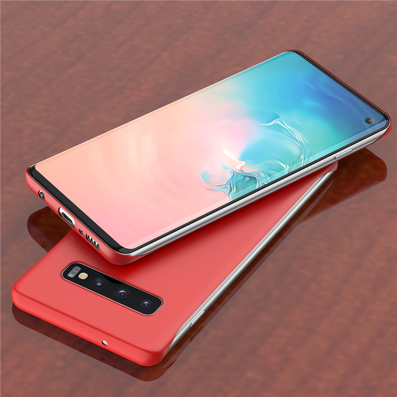 USLION Rahmenlose Telefon Fall Für Samsung Galaxy Note 10 Pro 9 S9 S10 Plus Candy Farbe Fall Ultra Slim Matte harte PC Zurück Abdeckung: For Note 10 Pro / Rot