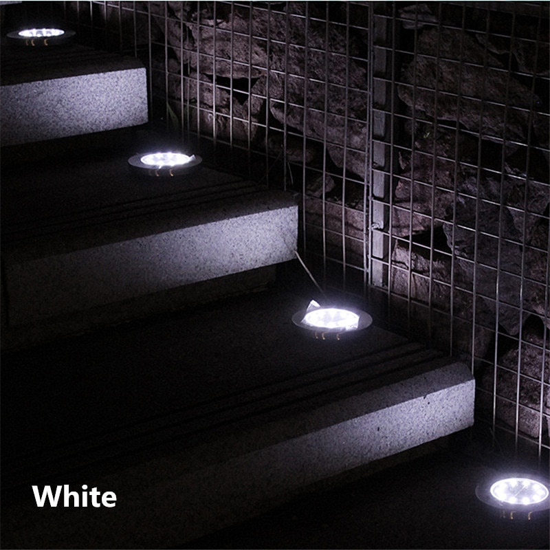 Resistente al agua IP65 4 8 12 16 20LED, luces subterránea solares de acero inoxidable, lámpara Solar enterrada para jardín al aire libre, luz de suelo