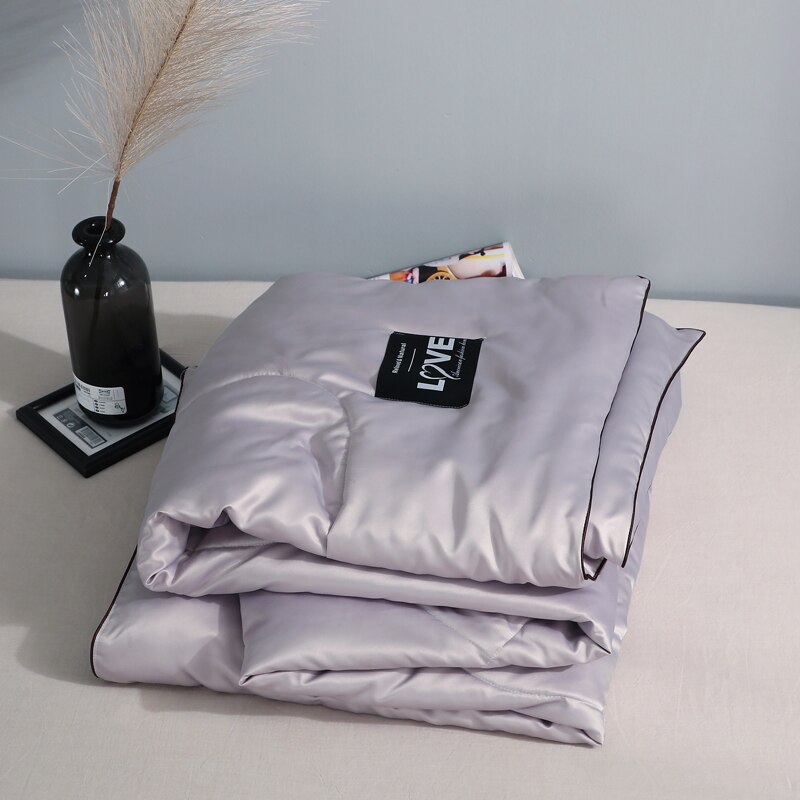 Nowe produkty 1pc jedwabiste chłodzenie jedwabiu koc cienka kołdra gładkie koce stałe pocieszyciel narzuta Single/Queen/duży rozmiar: Jasno szary / 120X150cm