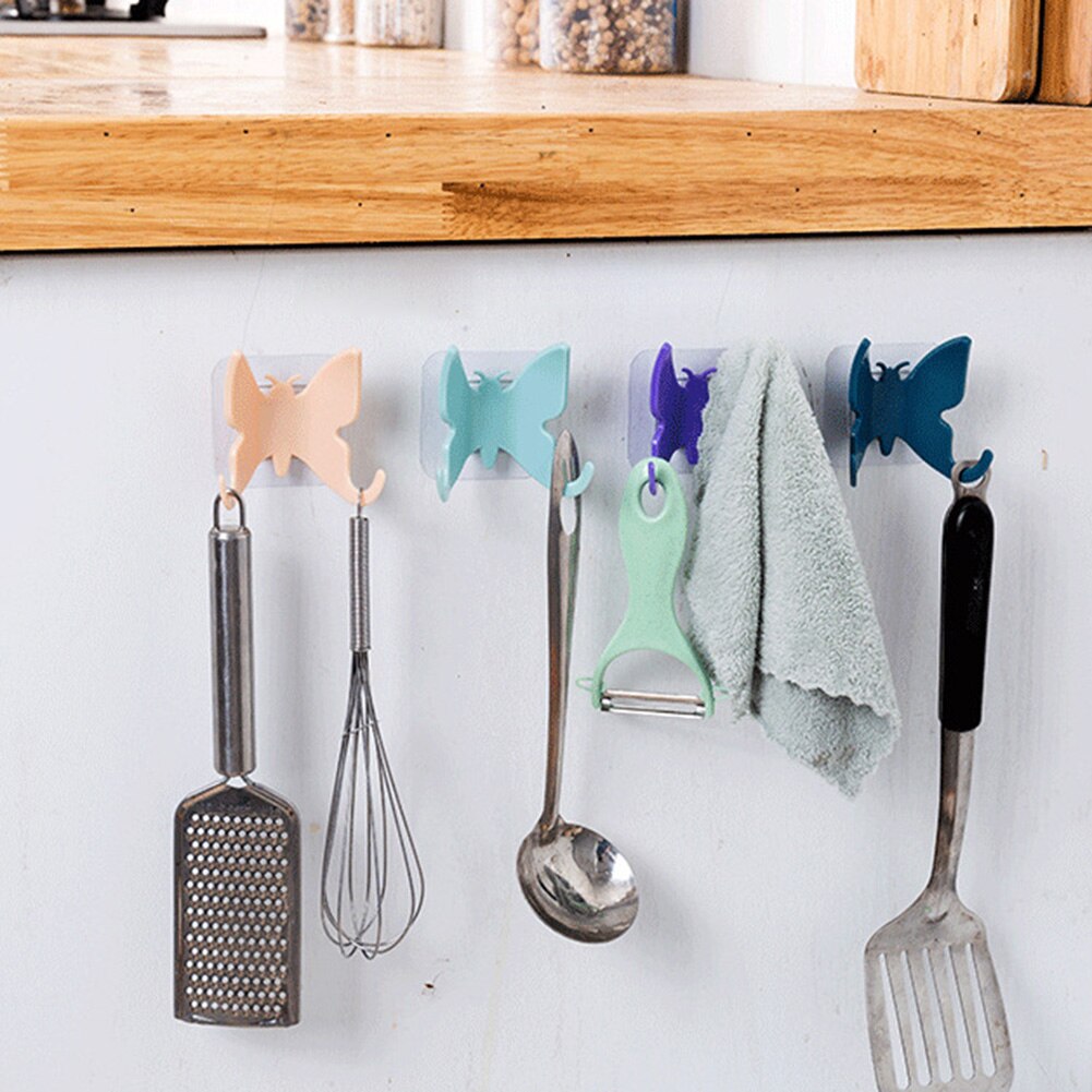 Soporte de gancho para ducha en forma de mariposa, colgadores de pared para bolsa, llaves, toallas, baño, SCI88, nueva decoración