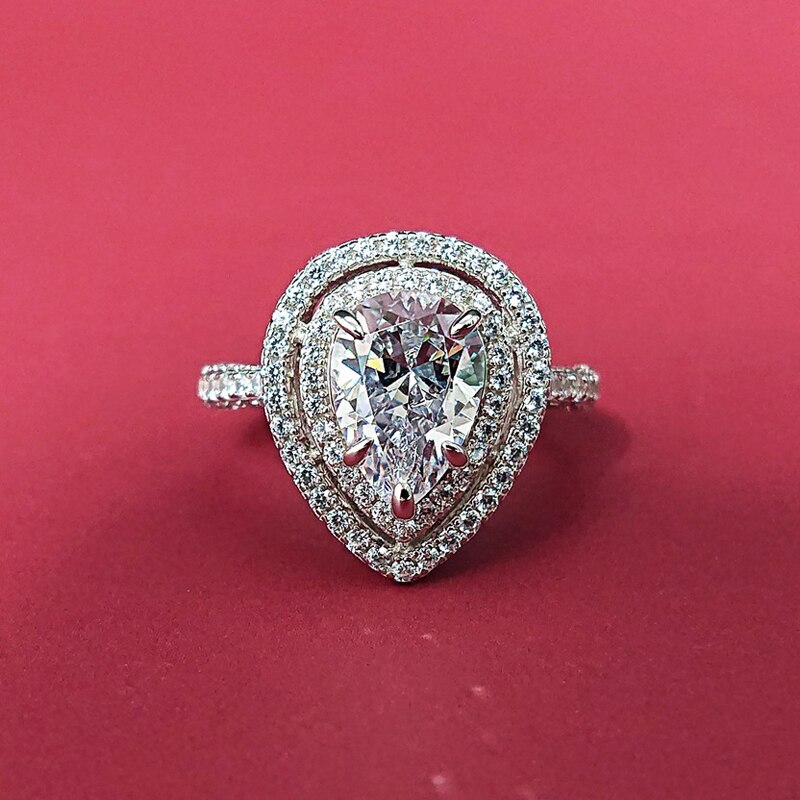 Oevas 100% 925 sterling silver vigselringar för kvinnor gnistrande full zirkon vatten förlovningsfest smycken jubileum