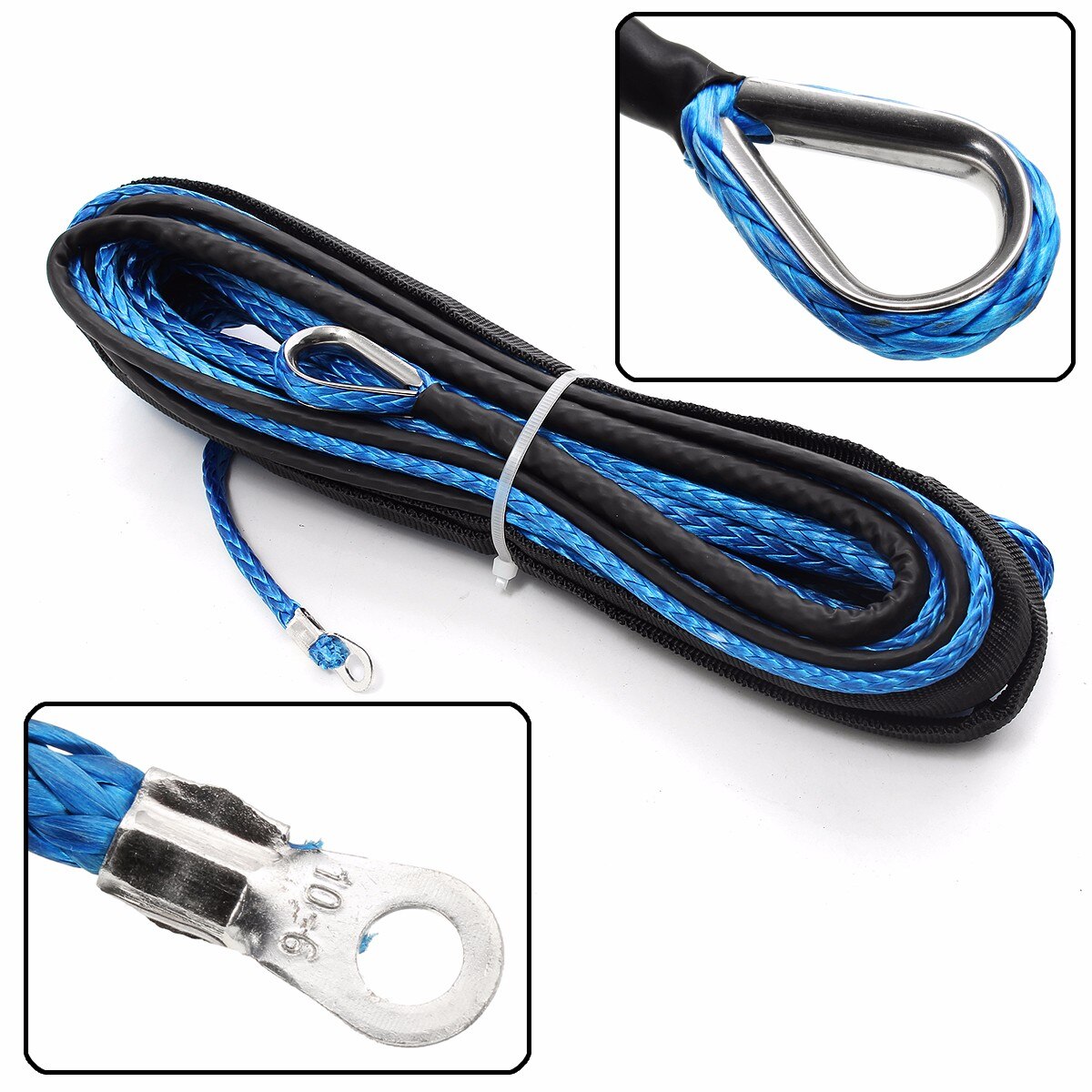 15m 7700LBs Winch Rope String Line Cable Synthetic Towing Rope Winch Car Wash Maintenance String for Universal Fits Car SUV ATV