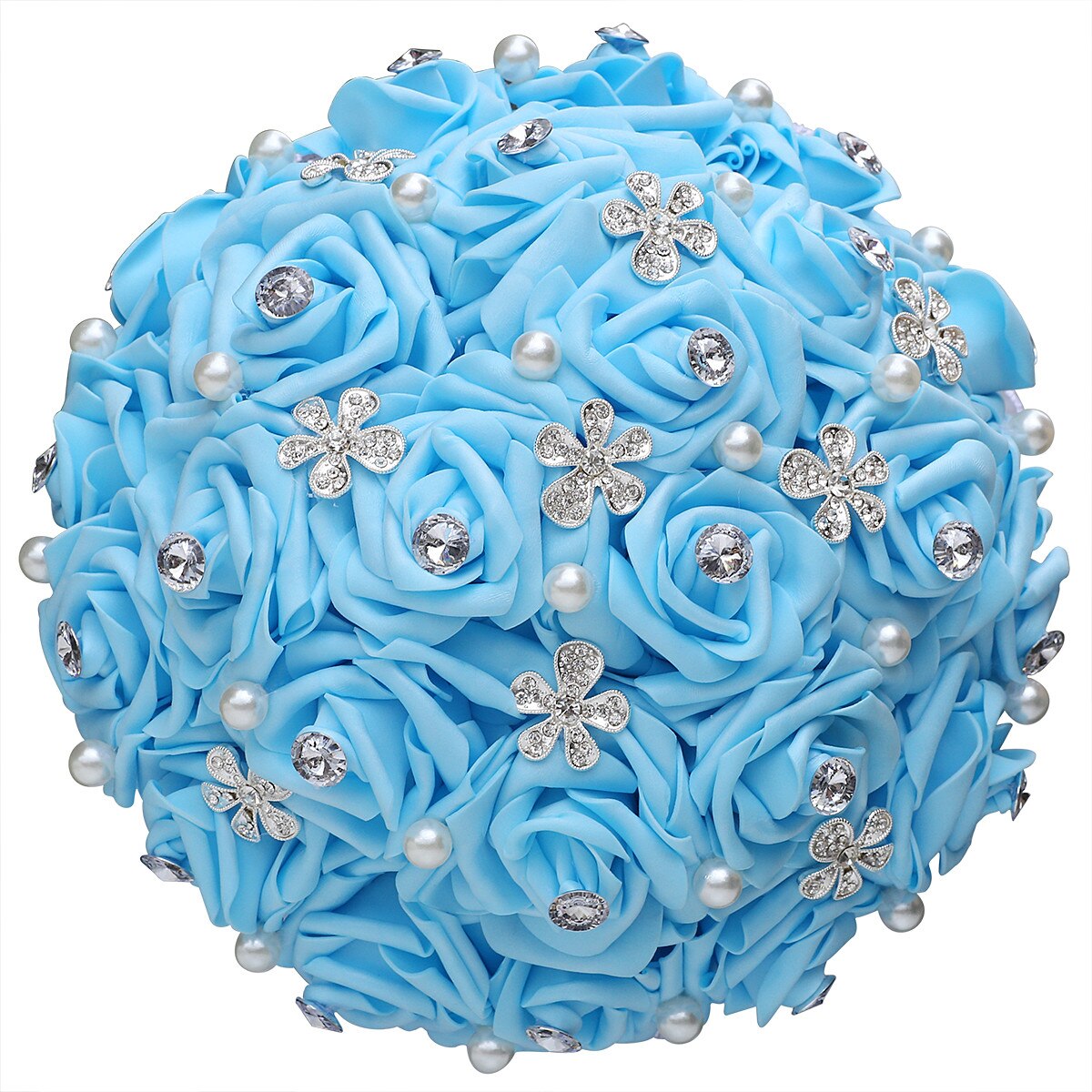 Billig pe rose diamant brudebuket blå bryllupsbuket festartikler buket  pe022x: Lyseblå