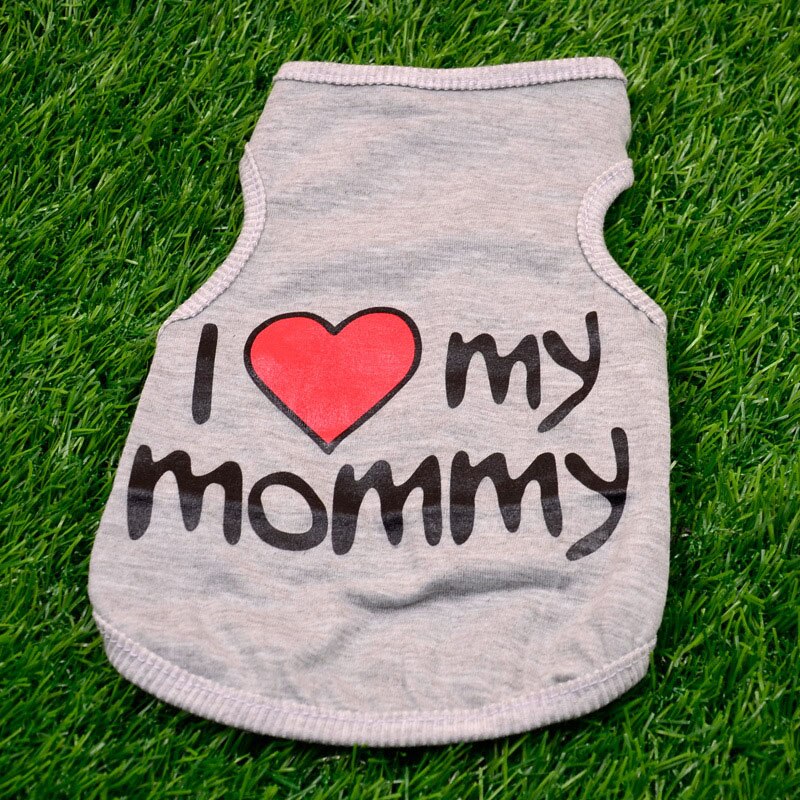 Vêtements pour animaux de compagnie "j'aime maman" imprimé chien chat vêtements t-shirts été respirant coton T-shirt pour chaton chats chiot petits chiens