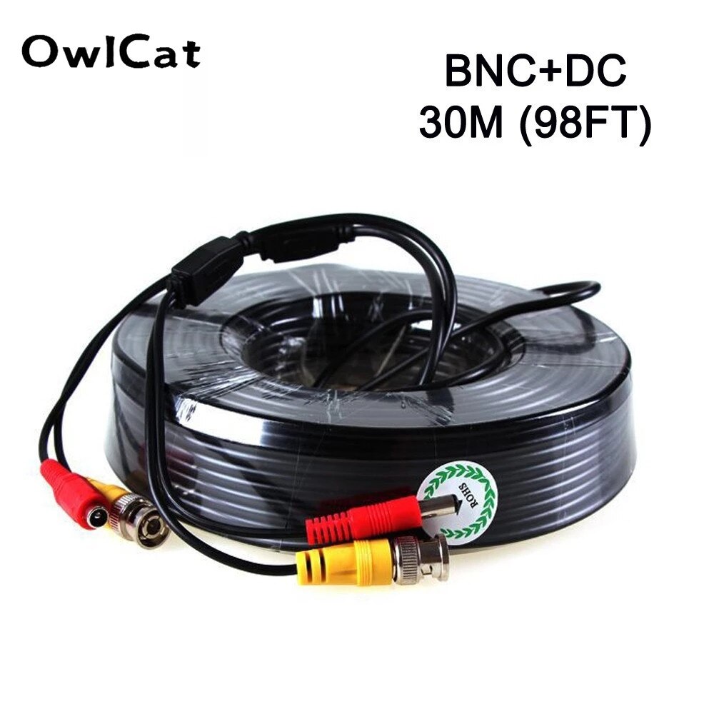 OwlCat 5 ~ 50M BNC + DC CCTV Kabel voor Analoge AHD CVI CCTV Bewakingscamera DVR Kit Video power 2in1 Kabel Camera