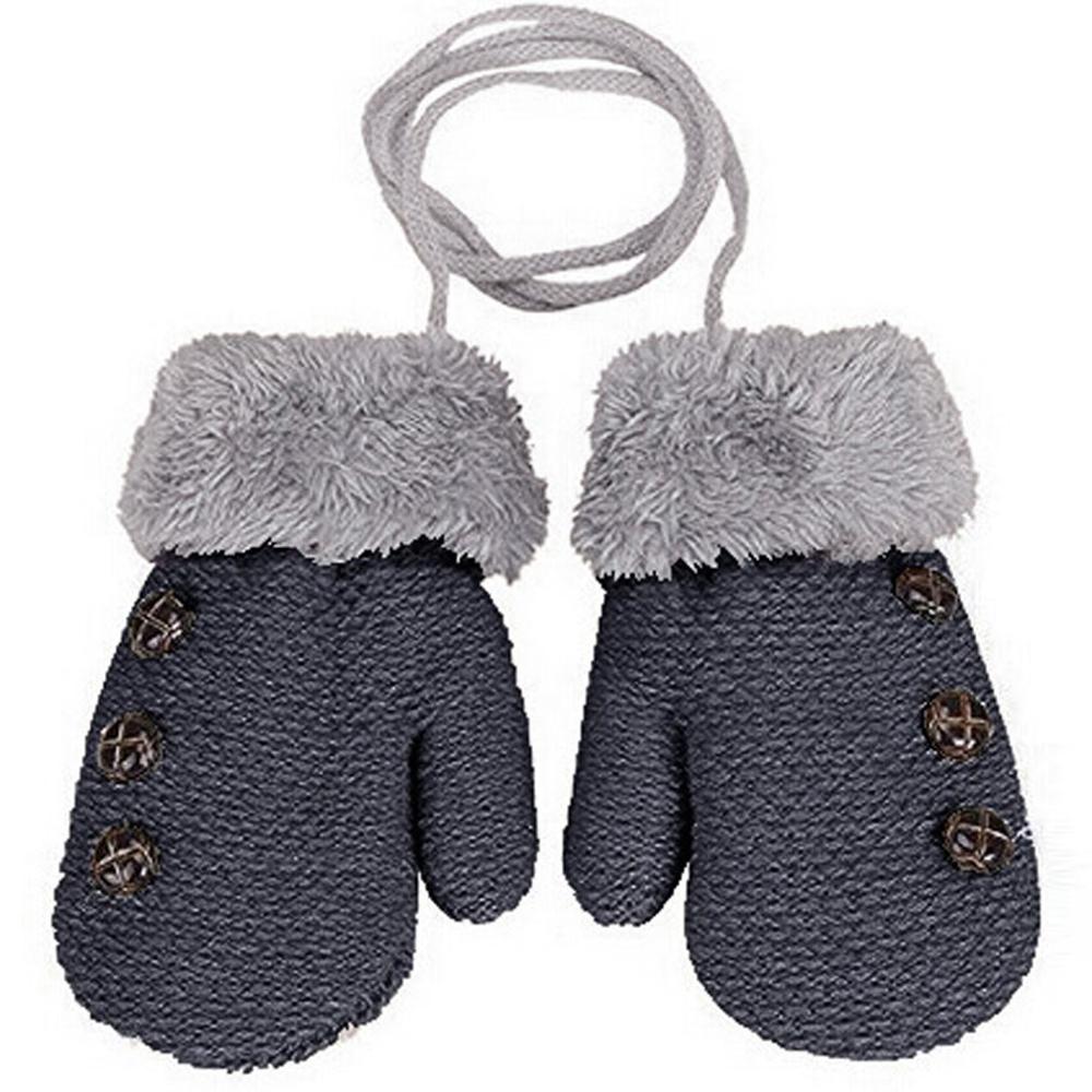 Kinderen Wanten Winter Wol Baby Gebreide Handschoenen Kinderen Warme Touw Baby Wanten Voor Kinderen 1-3 jaar Oud: deep gray