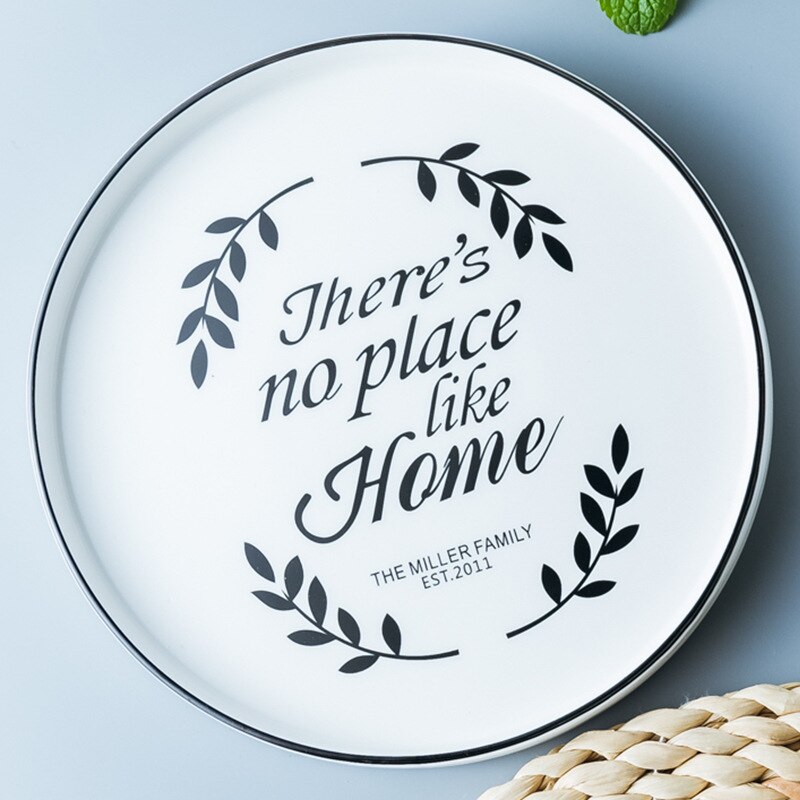 20 cm Leaf Round Ceramic Plate Cartoon Plant Procelain Dinner Plate Dessert Steak Fruit Nuts Tray Household Snack Dishes Plate: Home