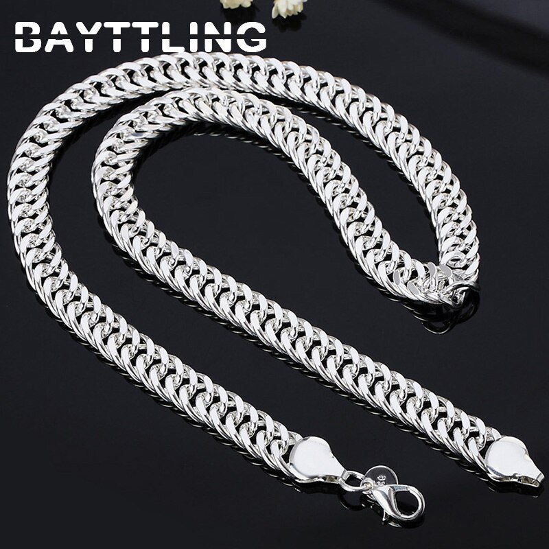 Bayttling 925 Sterling Zilver 20 Inch 10Mm Volledige Side Chain Armband Ketting Voor Vrouw Man Mode Sieraden Set Bruiloft