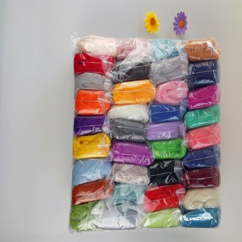 Needle Craft Wool Wool Fibre Roving DIY Craft Kit Homemade Handcraft DIY Needle Felting Starter Kits 36 54 Colors