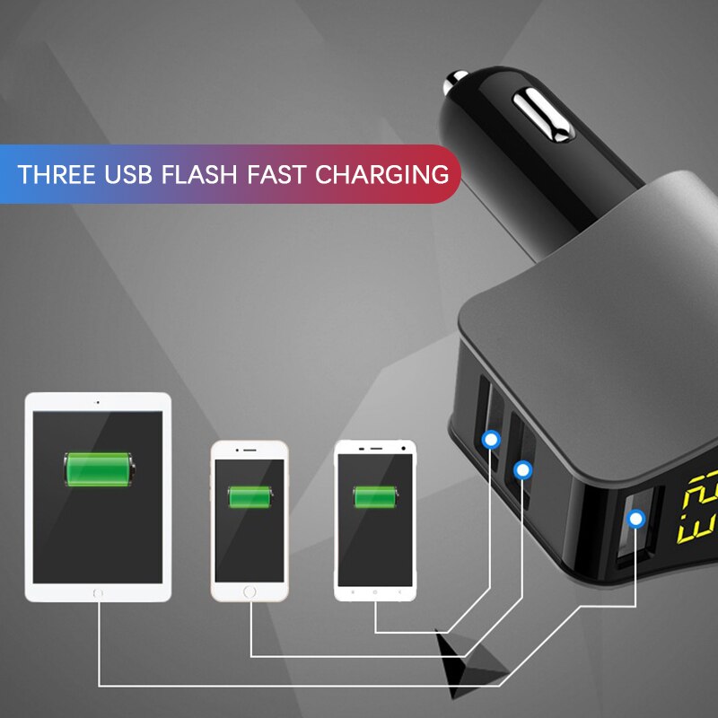 DC 12V Car Cigarette Lighter Adapter 2 Way Double Plug Socket Charger Splitter With Digital Display Voltage