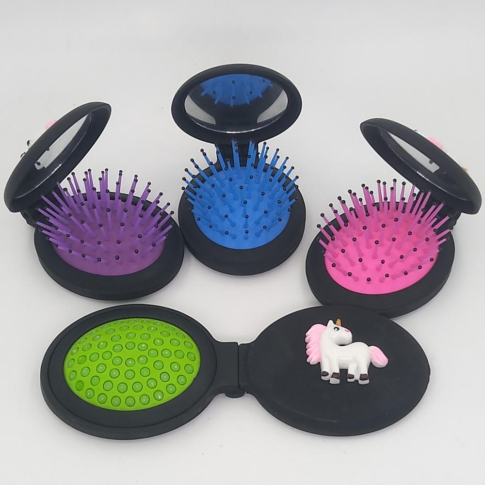 Licorne ou bonjour KT voyage brosse à cheveux peignes de Massage avec miroirs peignes de maquillage portables peignes de voyage style airbag peignes