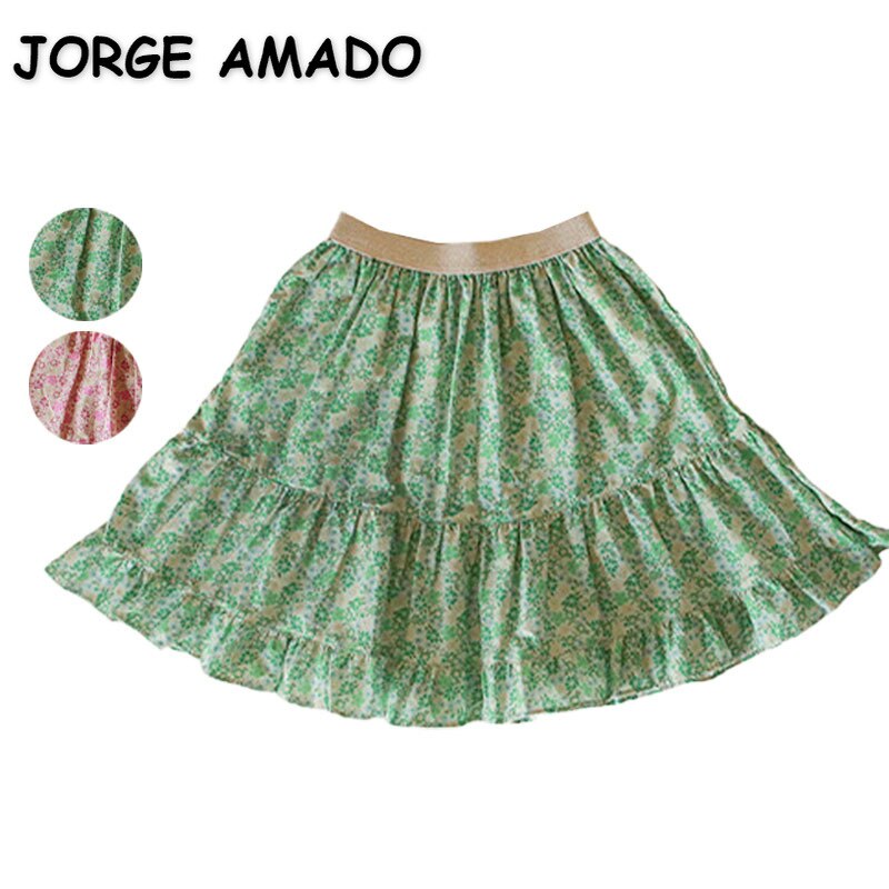 Falda de estilo coreano para adolescentes, ropa de princesa de línea A, Rosa, Verde, Floral, para niños de 0 a 8 años, 2022, E803