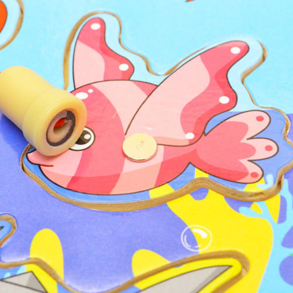 Houten Cartoon Diy Educatief Kids Funny Niet Giftig Games Vroeg Leren Magnetische Vissen Speelgoed