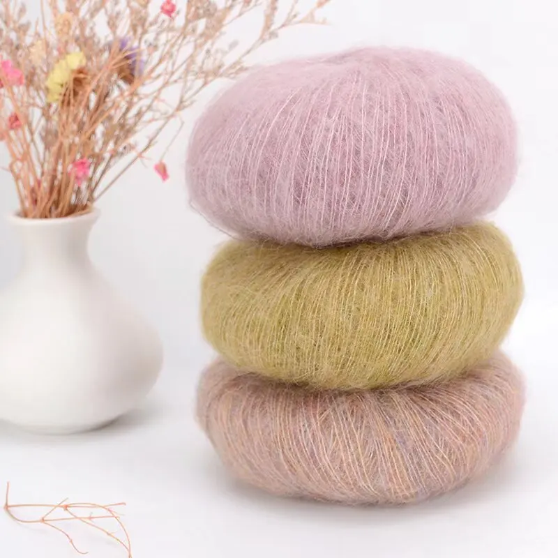 Soft Mohair Hand Woven Fine Thread DIY Mohair Yarn Soft Thread Hand Woven Scarf Hat Sweater Yarn Clearance Knitting Yarn Crochet