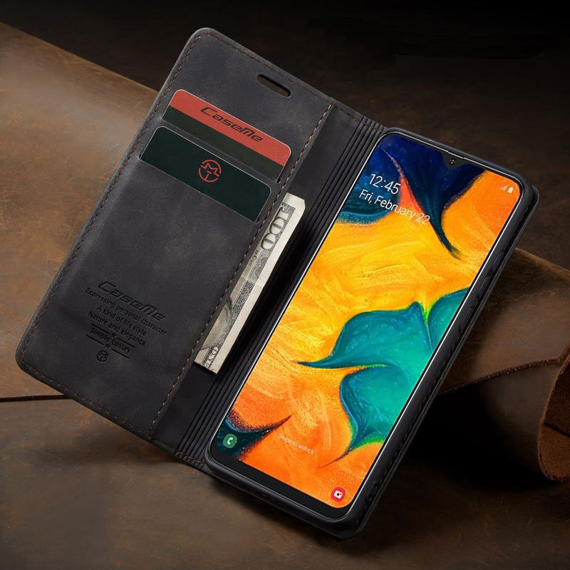 Magnetic Flip Case For Samsung Galaxy A40 A 40 Cover Case Leather Wallet Card Holder Bookcase Retro Plain Shell
